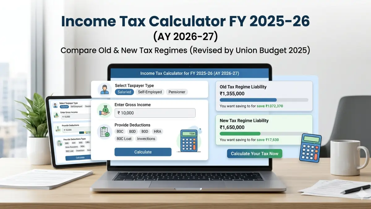 Income Tax Calculator FY 2025-26 online tool to calculate tax under old and new tax regime India