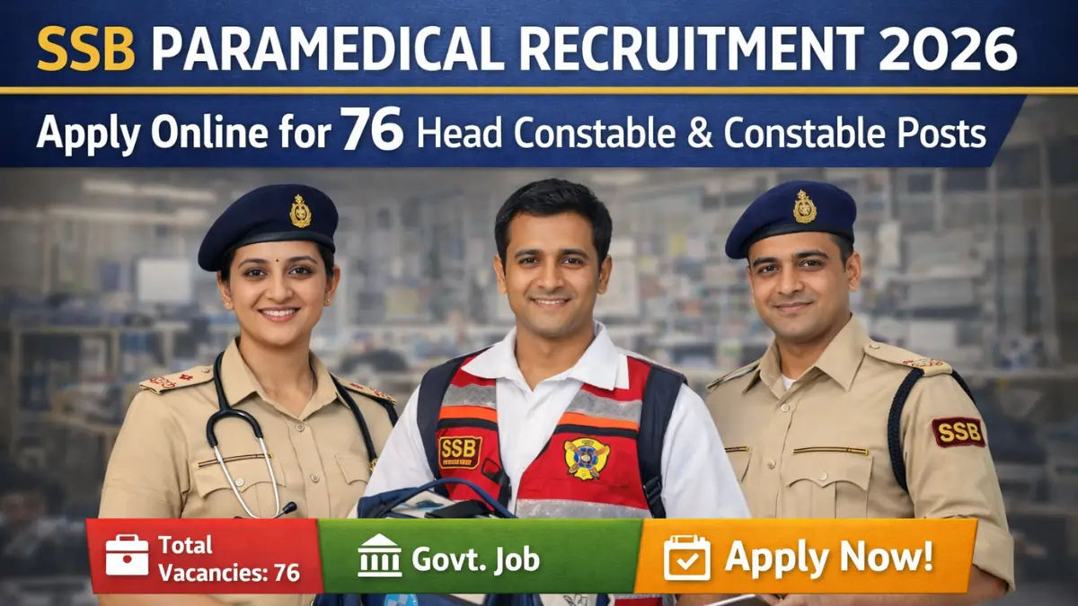 SSB Paramedical Recruitment 2026 notification for 76 head constable and constable posts apply online