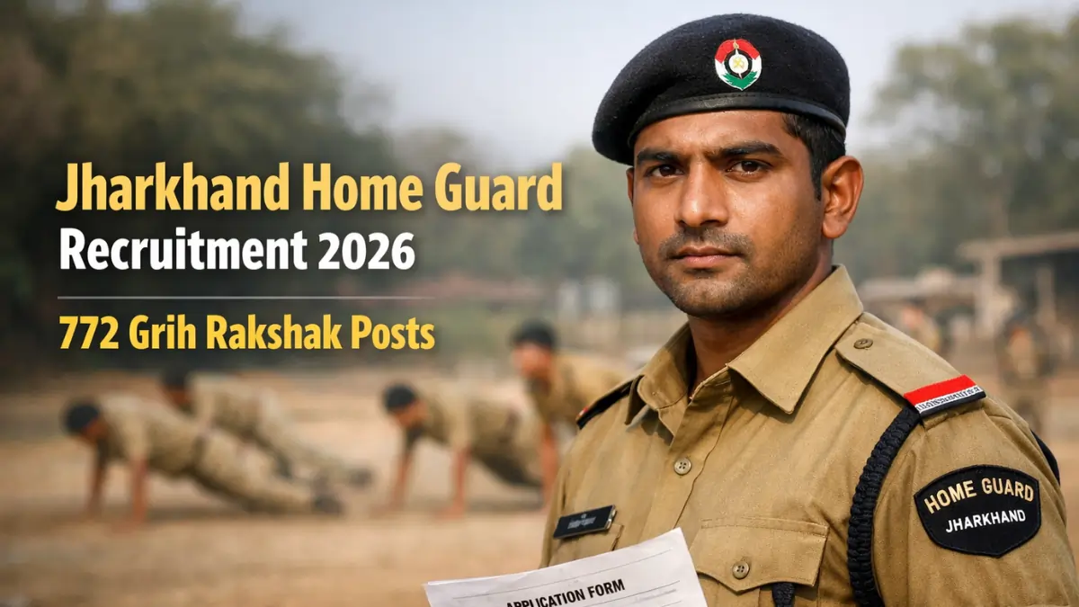 Jharkhand Home Guard Recruitment 2026 image showing Grih Rakshak candidate in uniform with training background