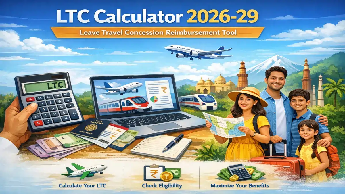 LTC Calculator 2026-29 – Leave Travel Concession reimbursement calculator for Central Government employees