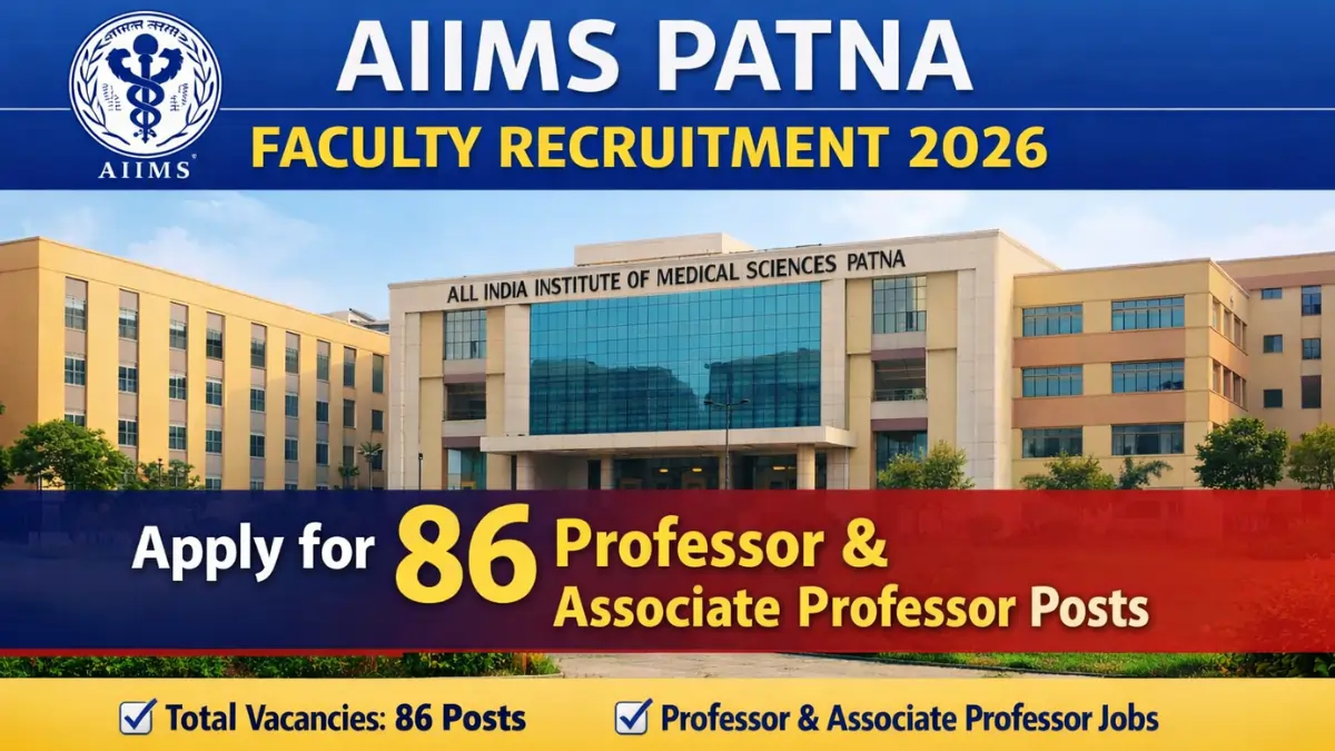 AIIMS Patna Faculty Recruitment 2026 banner showing 86 Professor and Associate Professor vacancies