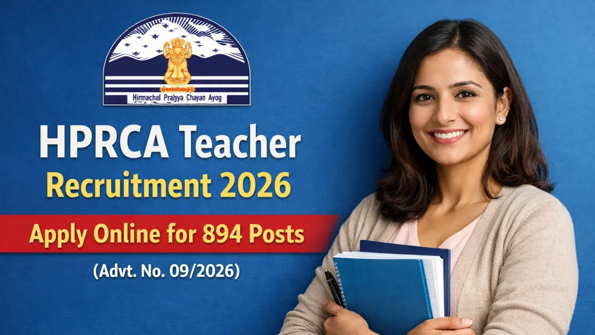 HPRCA Teacher Recruitment 2026 notification with real candidate face showing 894 vacancies and online application details