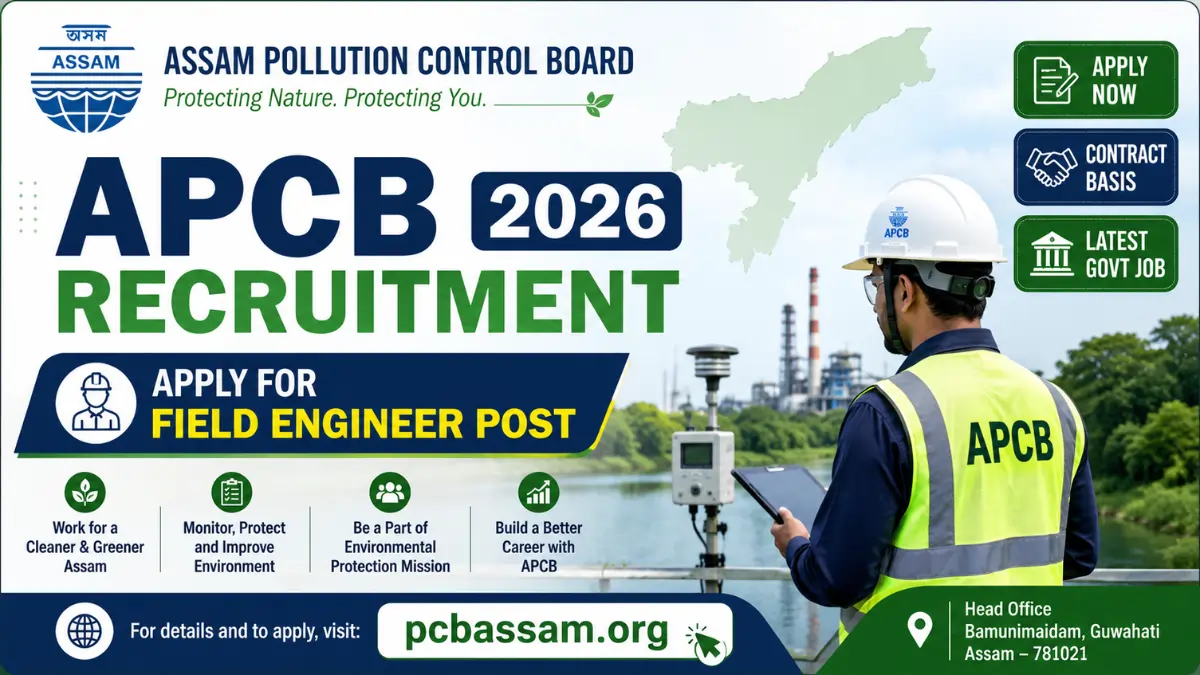 APCB Recruitment 2026 notification for Field Engineer post at Assam Pollution Control Board pcbassam.org