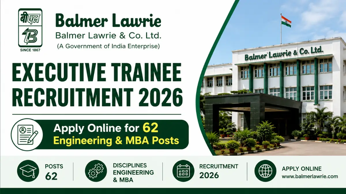 Balmer Lawrie Executive Trainee Recruitment 2026 notification for 62 Engineering and MBA posts apply online banne