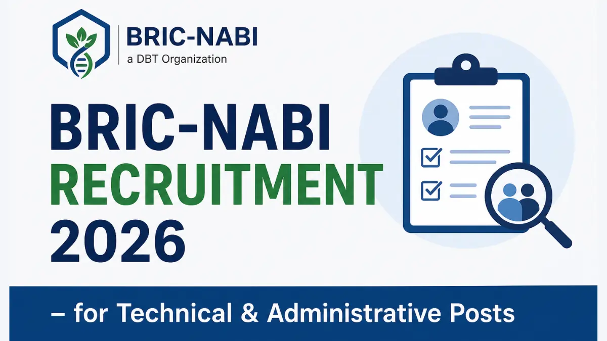 BRIC-NABI Recruitment 2026 for Technical and Administrative Posts official notification banner