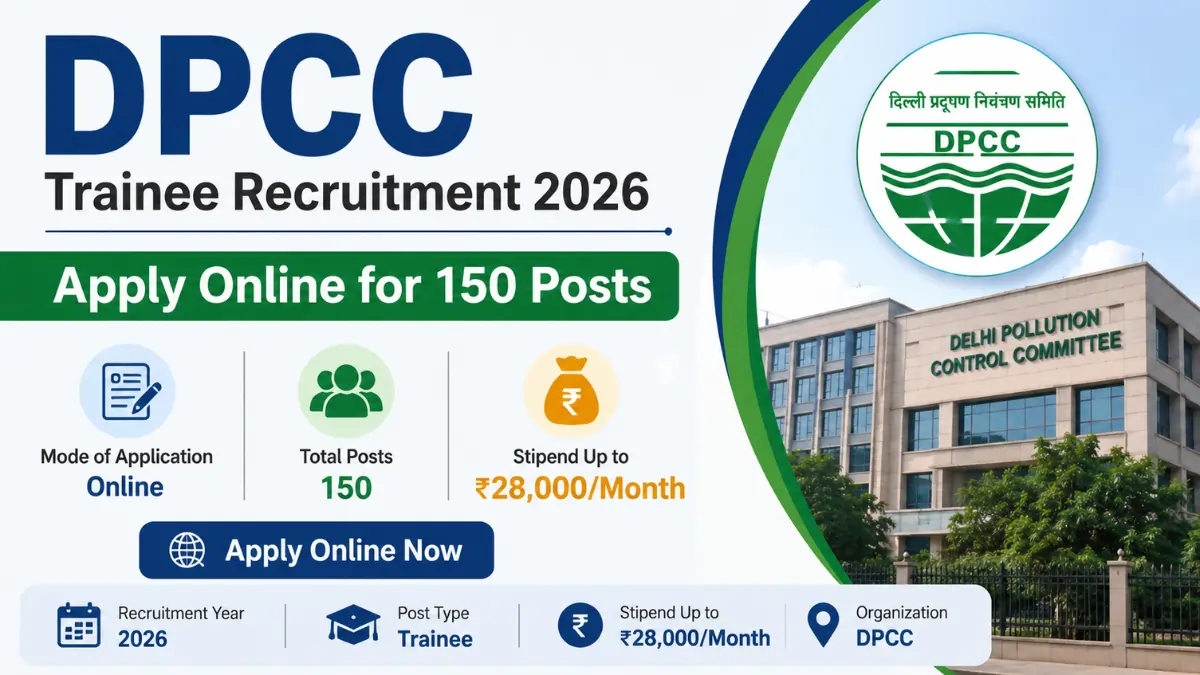 DPCC Trainee Recruitment 2026 notification for 150 trainee posts with stipend up to ₹28,000 per month