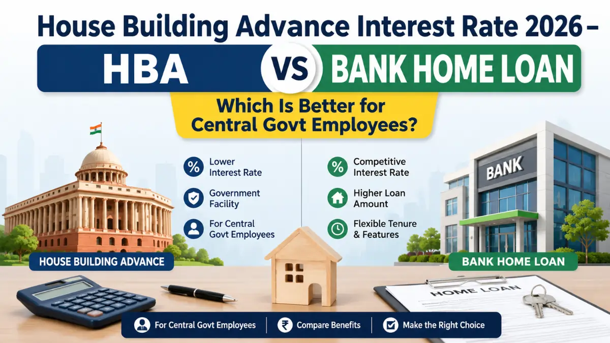 Comparison of House Building Advance (HBA) and Bank Home Loan interest rates for Central Government Employees in 2026