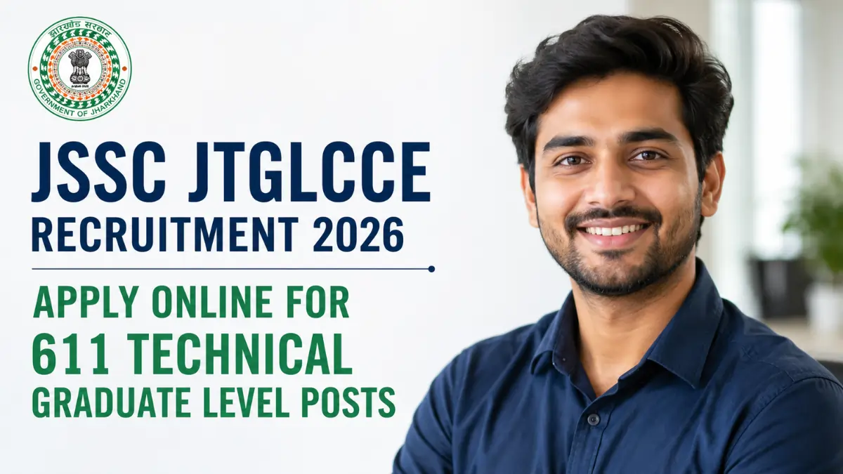 JSSC JTGLCCE Recruitment 2026 notification image for 611 Technical Graduate Level Posts with young candidate face