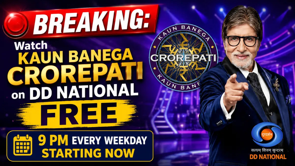Breaking news Kaun Banega Crorepati on DD National at 9 PM every weekday