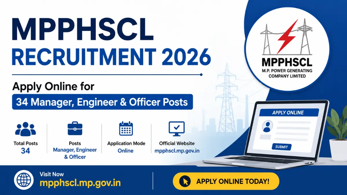 MPPHSCL Recruitment 2026 notification for 34 Manager, Engineer and Officer vacancies. Apply online through mpphscl.mp.gov.in.