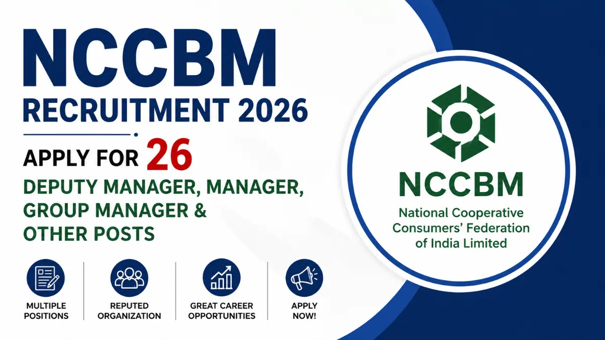 NCCBM Recruitment 2026 notification image for 26 Deputy Manager, Manager, Group Manager and other vacancies