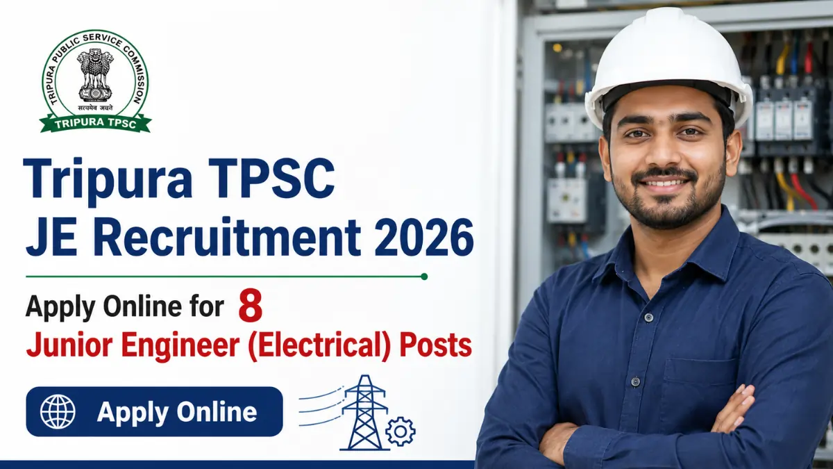 Tripura TPSC JE Recruitment 2026 notification image for 8 Junior Engineer Electrical posts