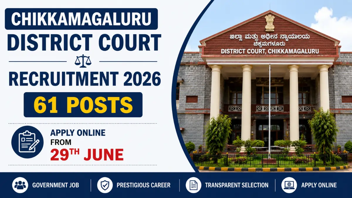 Chikkamagaluru District Court Recruitment 2026 notification for 61 posts with online application starting from 29th June