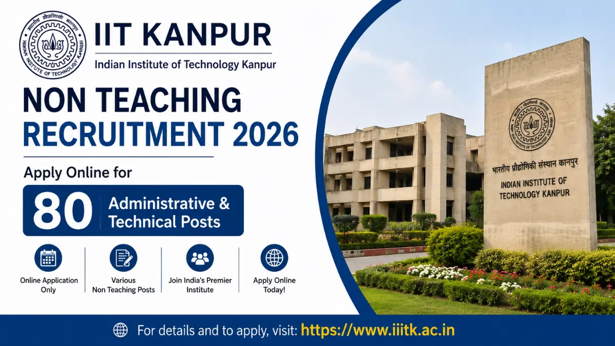 IIT Kanpur Non Teaching Recruitment 2026 notification for 80 Administrative and Technical posts online application.