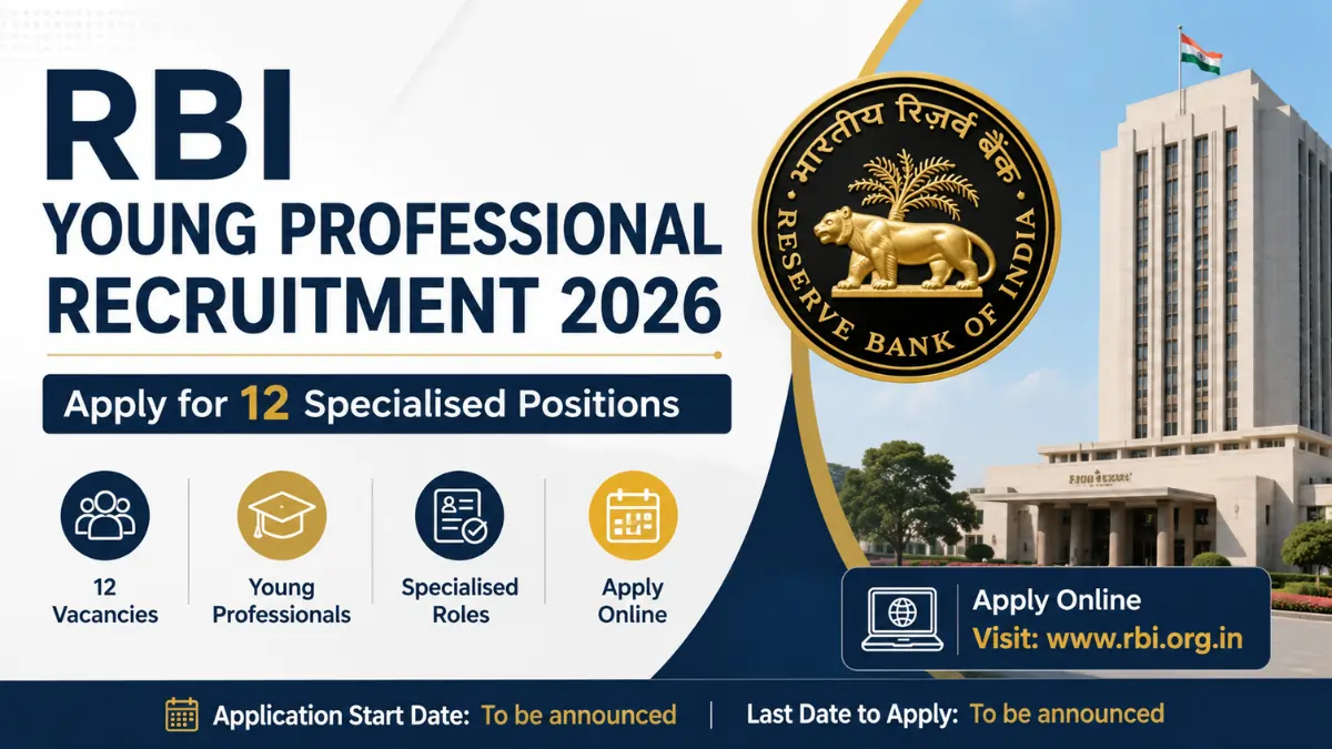 RBI Young Professional Recruitment 2026 notification for 12 specialised positions with Reserve Bank of India recruitment details and online application information.