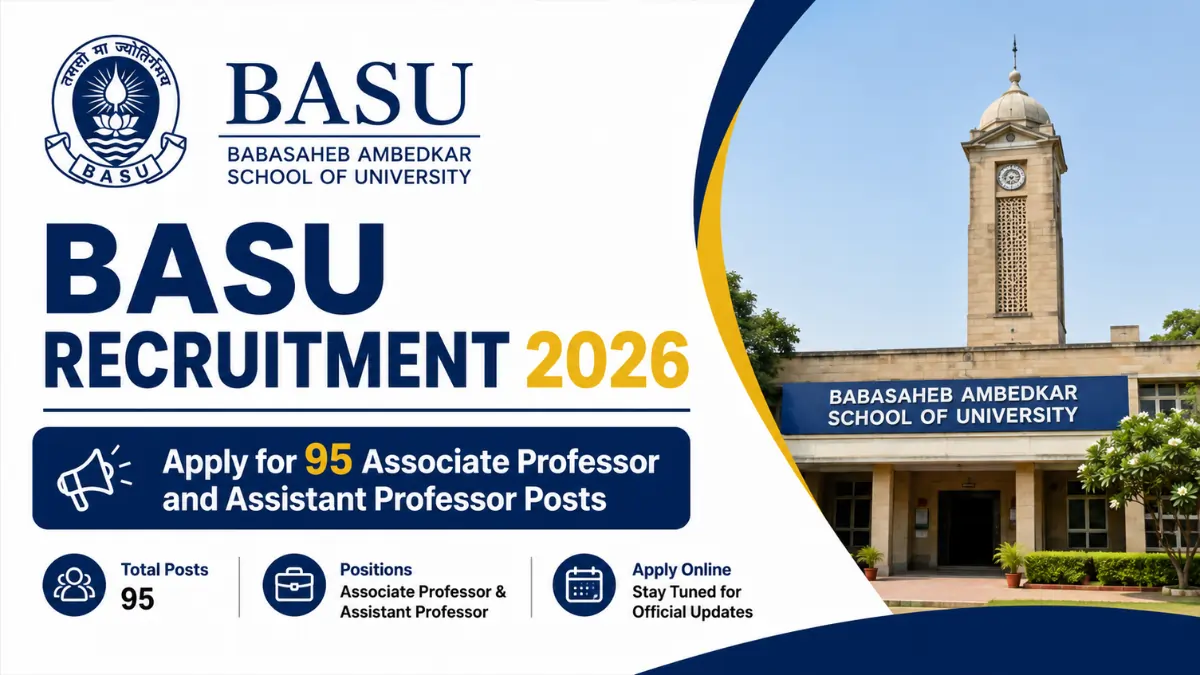 BASU Recruitment 2026 notification for 95 Associate Professor and Assistant Professor vacancies with apply online details.