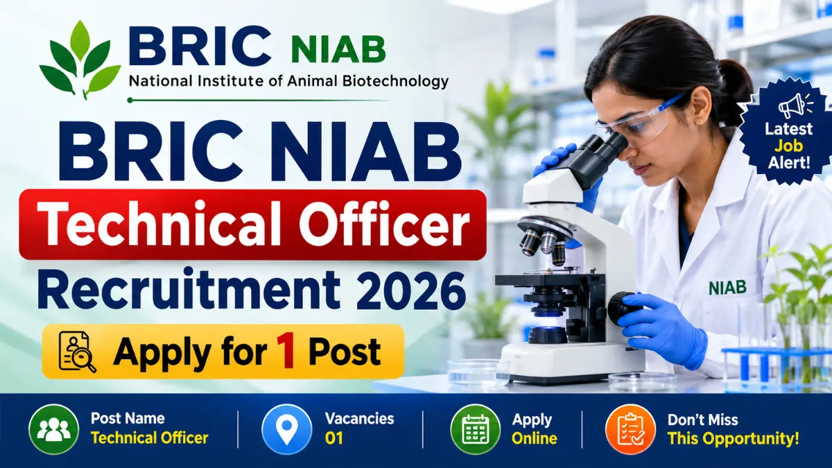 BRIC NIAB Technical Officer Recruitment 2026 notification inviting online applications for 1 Technical Officer post.