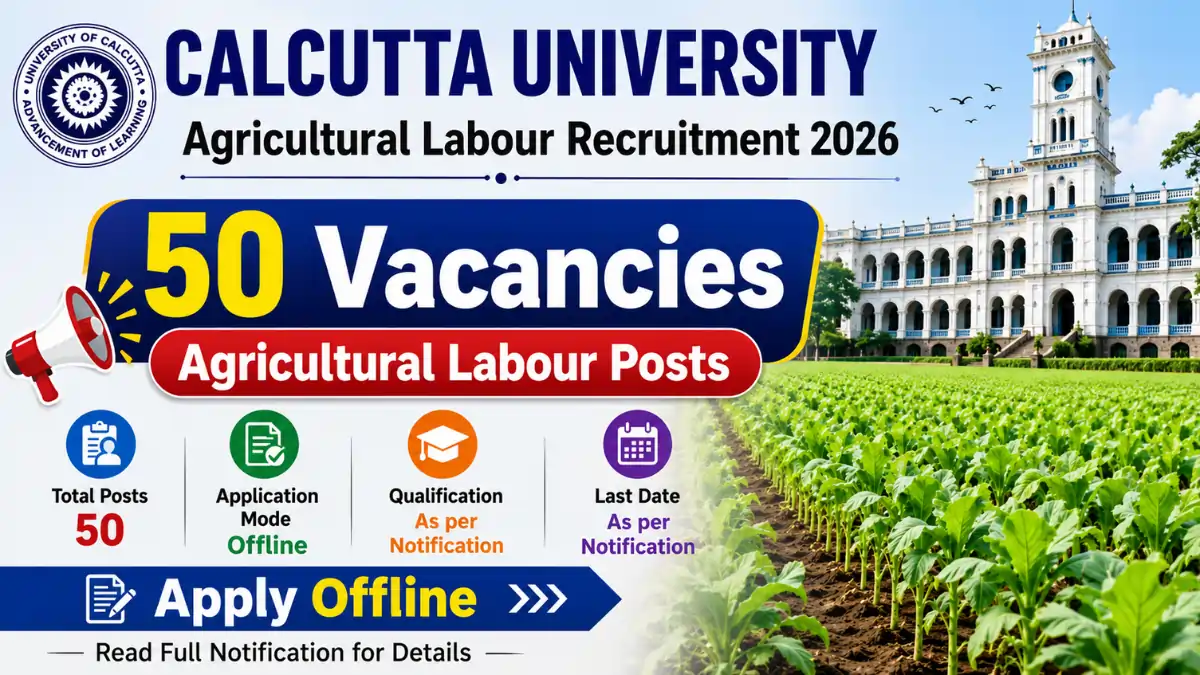 Calcutta University Agricultural Labour Recruitment 2026 notification for 50 Agricultural Labour vacancies with offline application process.