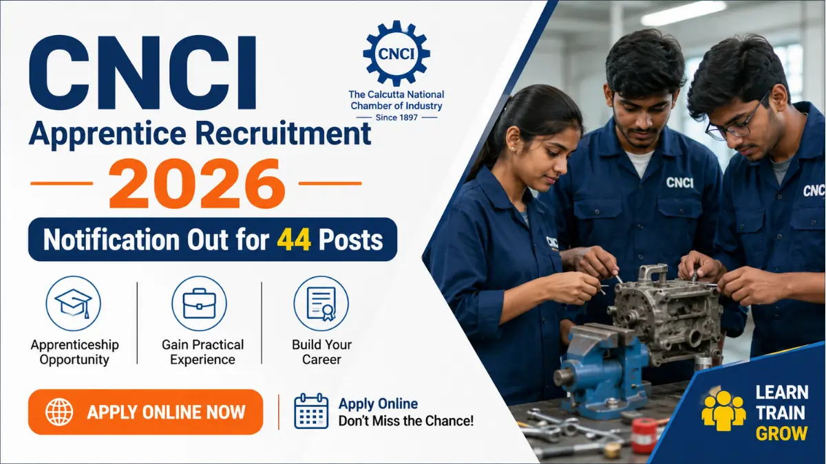 CNCI Apprentice Recruitment 2026 notification for 44 apprentice posts with online application details.