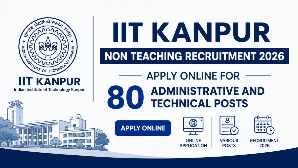 IIT Kanpur Non Teaching Recruitment 2026 notification for 80 Administrative and Technical posts with online application details.