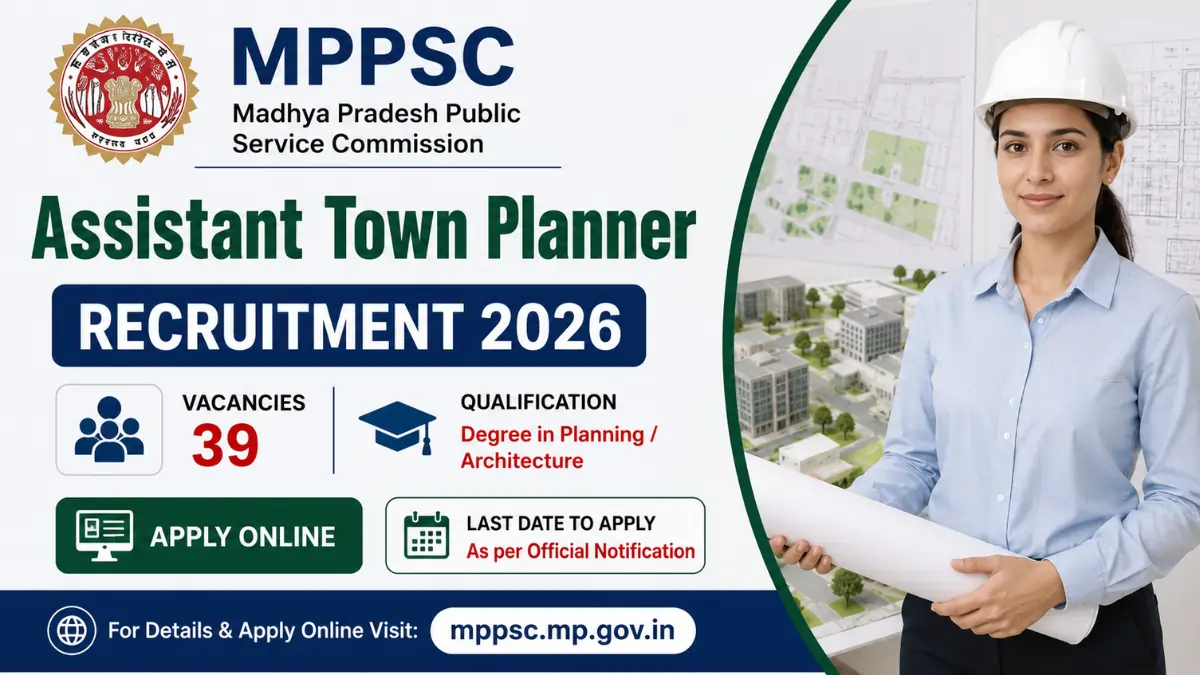 MPPSC Assistant Town Planner Recruitment 2026 notification for 39 vacancies with online application details.