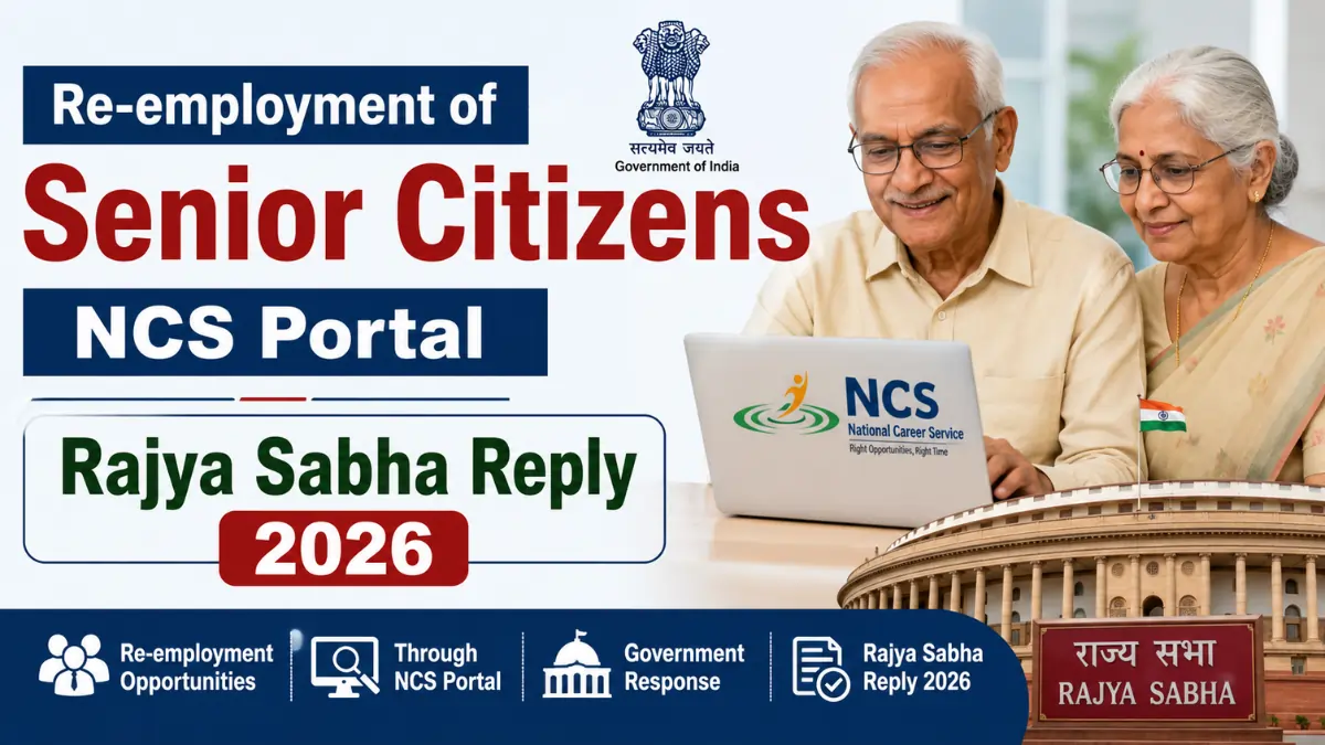 re-employment of senior citizens 2026 through the NCS Portal highlighted in Rajya Sabha Reply 2026 by the Government of India.