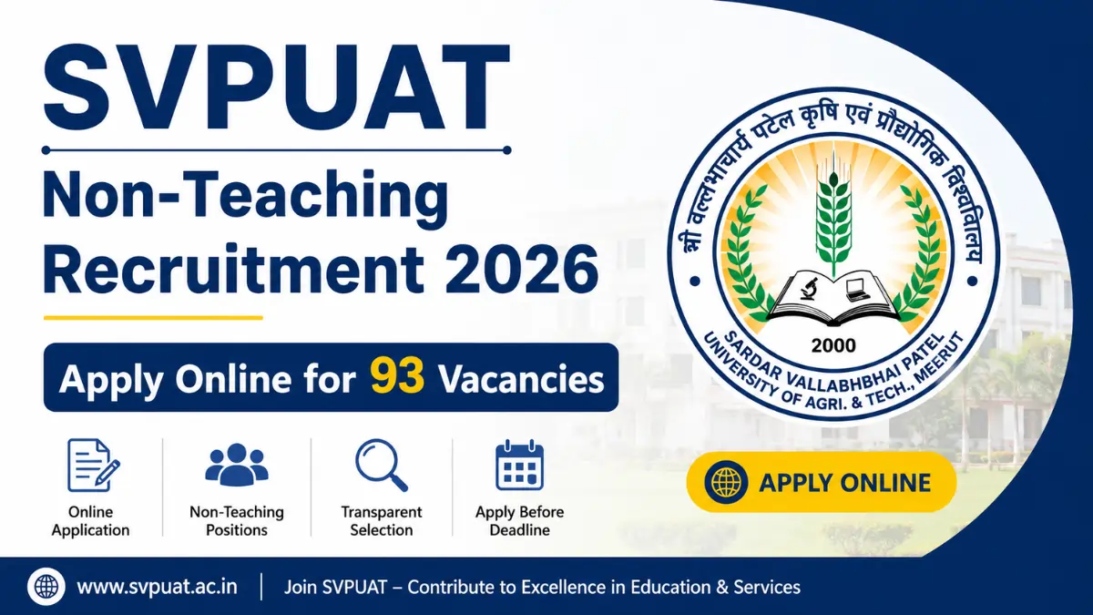 SVPUAT Non-Teaching Recruitment 2026 notification inviting online applications for 93 vacancies.