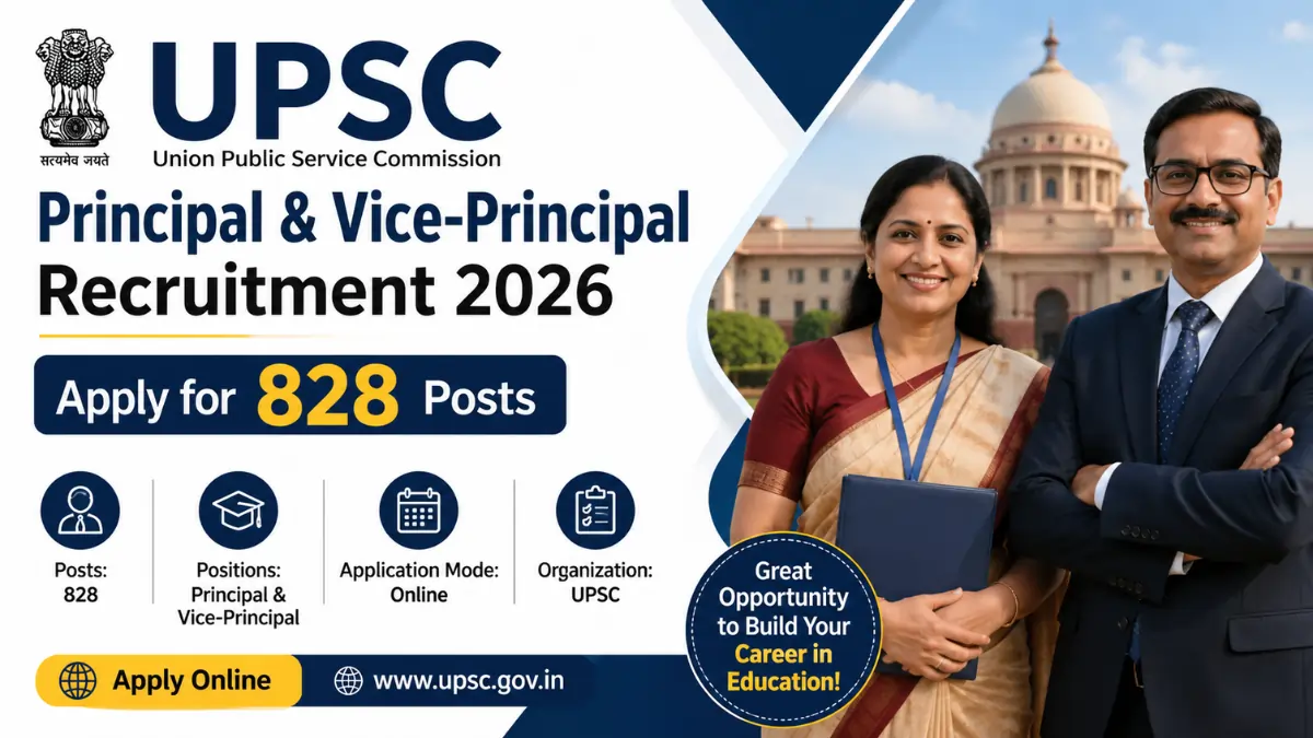 UPSC Principal Vice-Principal Recruitment 2026 notification for 828 Principal and Vice-Principal posts.