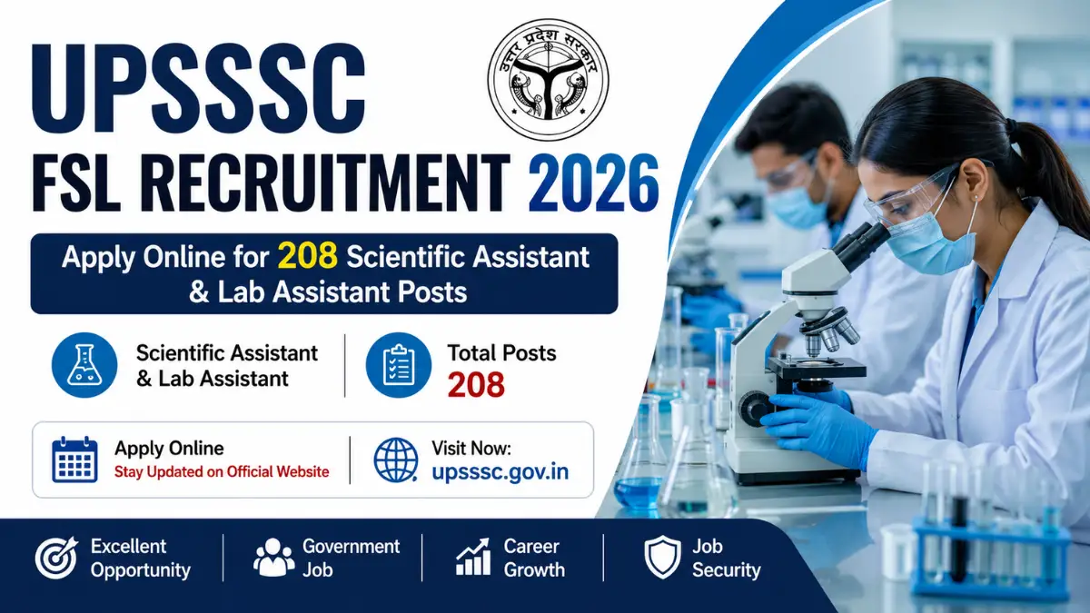 UPSSSC FSL Recruitment 2026 notification for 208 Scientific Assistant and Lab Assistant posts – Apply Online