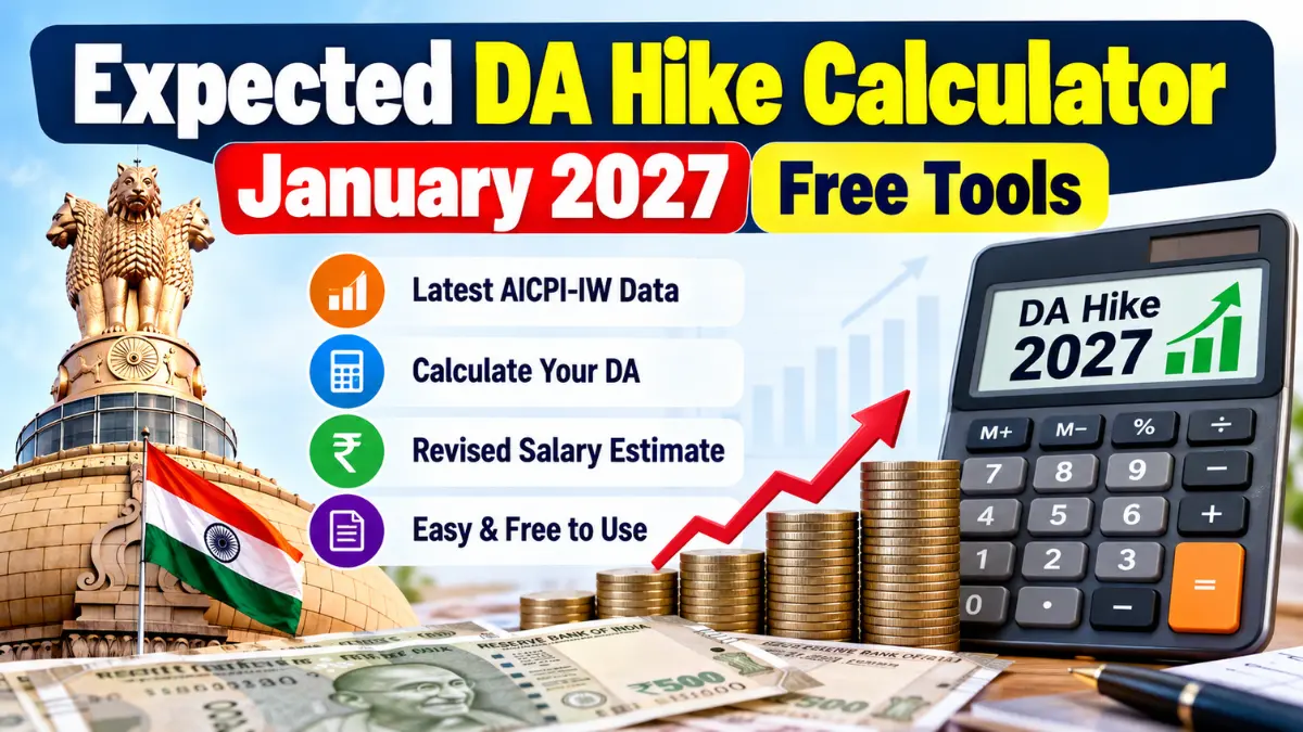 Expected DA Hike Calculator January 2027 – Free online tool to calculate Dearness Allowance, revised salary and estimated DA increase for Central Government employees.