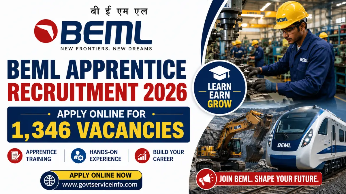 BEML Apprentice Recruitment 2026 for 1,346 vacancies – Apply Online