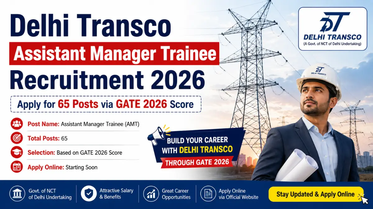 Delhi Transco Assistant Manager Trainee Recruitment 2026 for 65 posts through GATE 2026 score