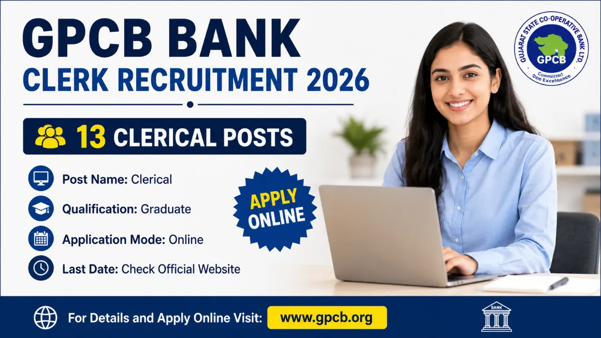 GPCB Bank Clerk Recruitment 2026 for 13 Clerical Posts – Apply Online