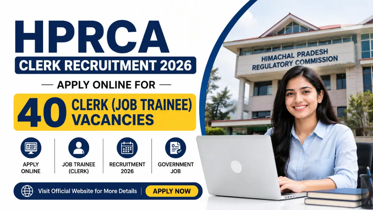 HPRCA Clerk Recruitment 2026 notification for 40 Clerk (Job Trainee) vacancies with online application details.