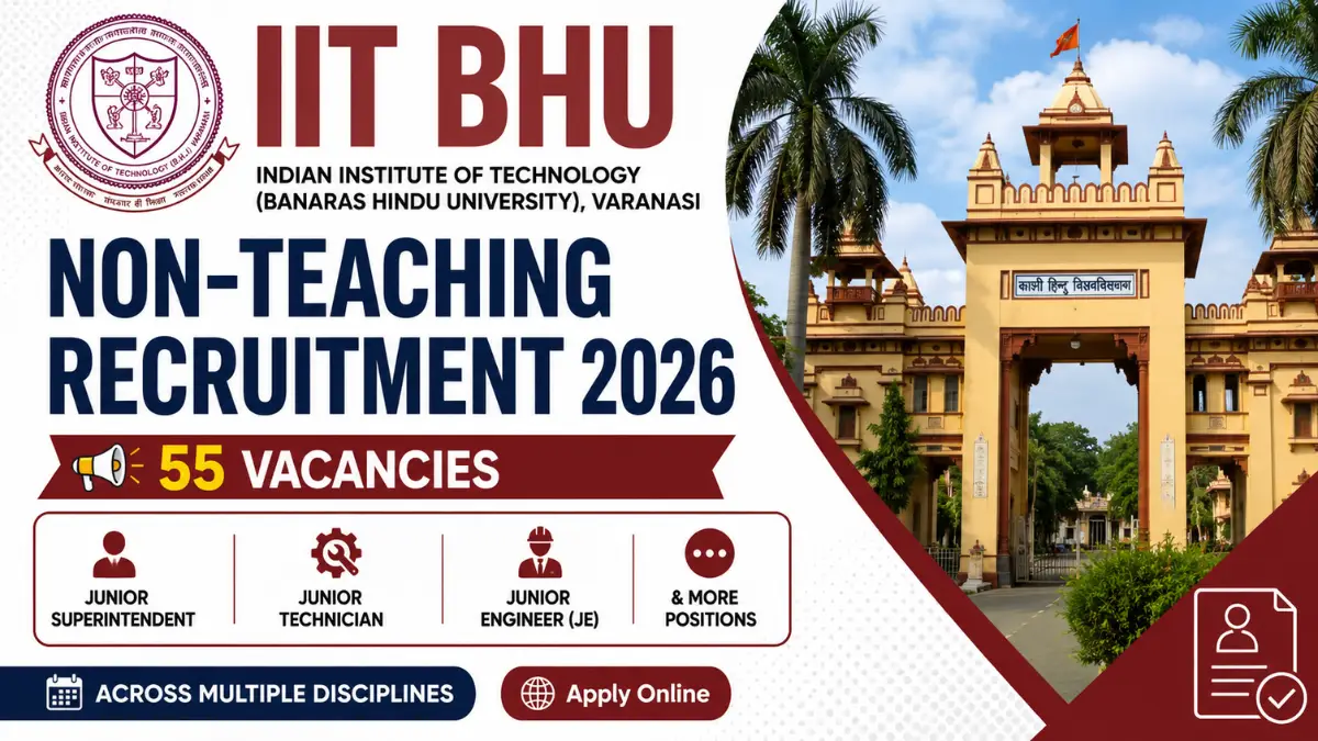 IIT BHU Non-Teaching Recruitment 2026 for 55 vacancies including Junior Superintendent, Junior Technician and Junior Engineer posts