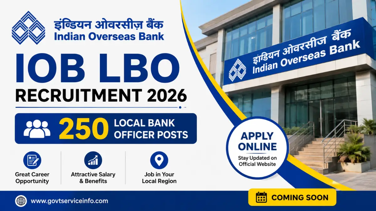 IOB LBO Recruitment 2026 for 250 Local Bank Officer Posts
