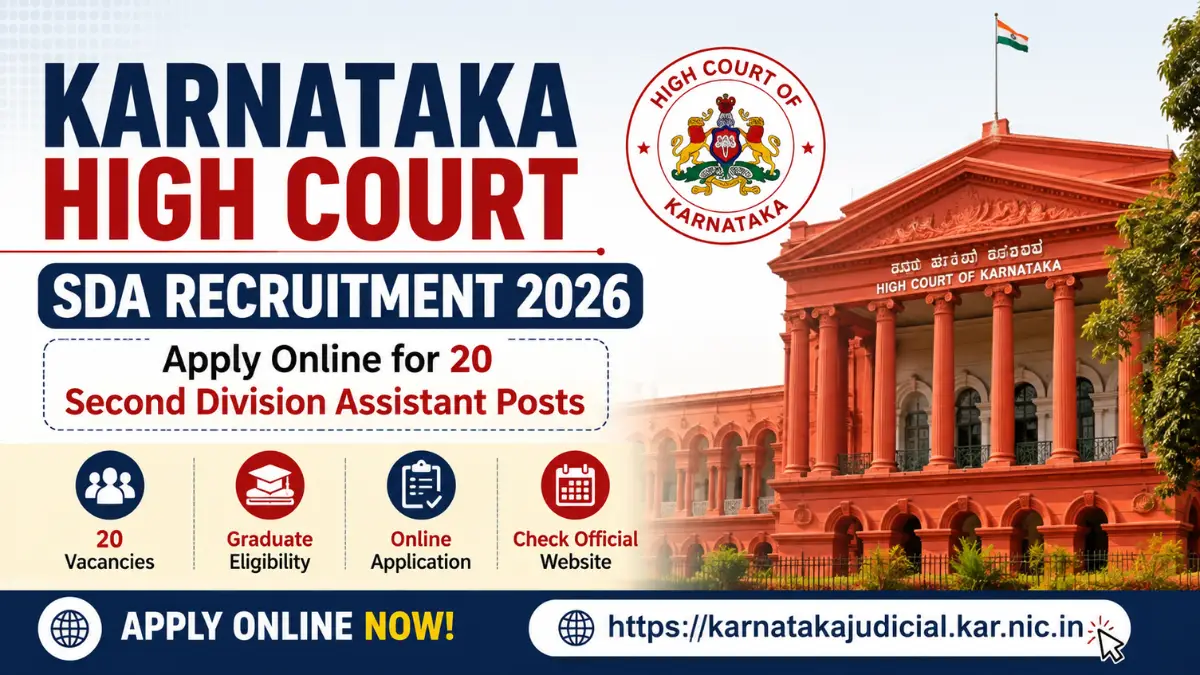 Karnataka High Court SDA Recruitment 2026 – Apply Online for 20 Second Division Assistant Posts
