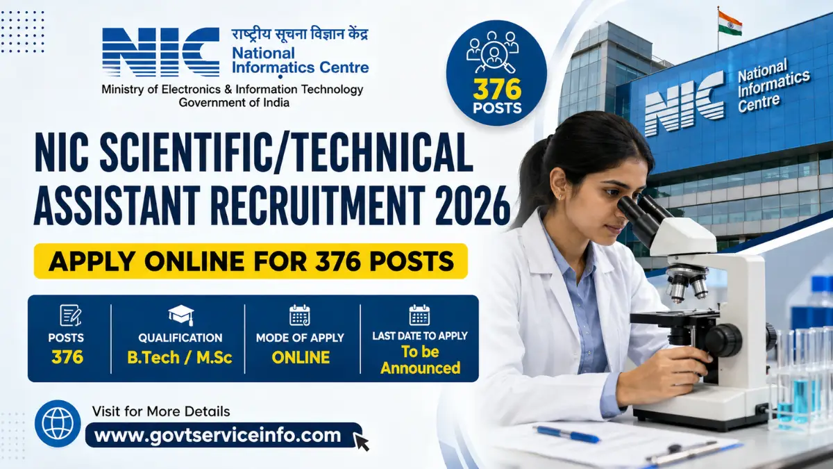 NIC Technical Assistant Recruitment 2026 for 376 posts, apply online