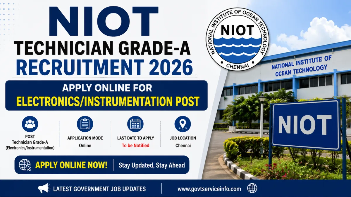 NIOT Technician Grade-A Recruitment 2026 for Electronics and Instrumentation Post