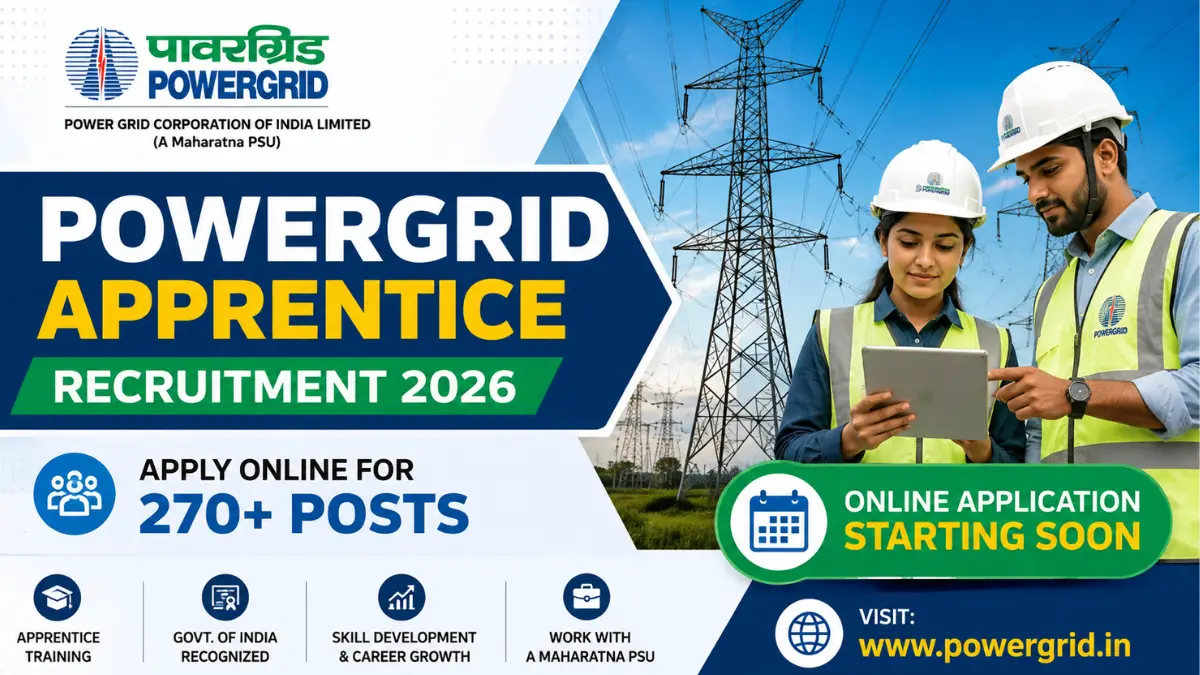 POWERGRID Apprentice Recruitment 2026 – Apply Online for 270+ Apprentice Posts