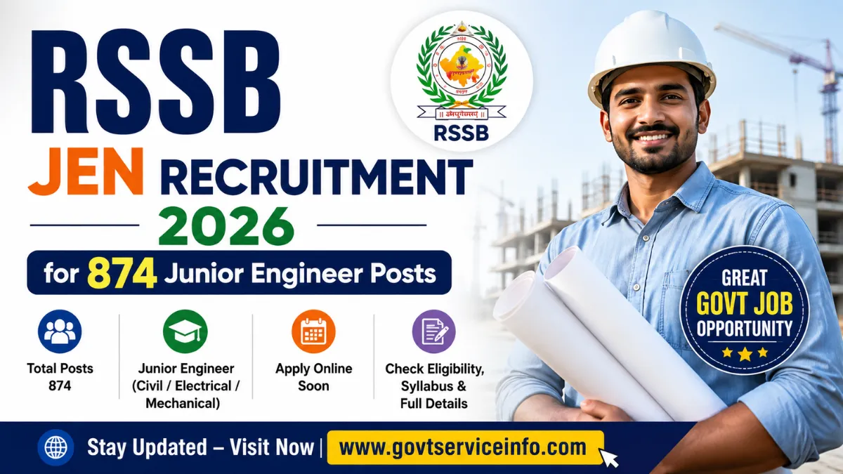 RSSB JEN Recruitment 2026 for 874 Junior Engineer Posts