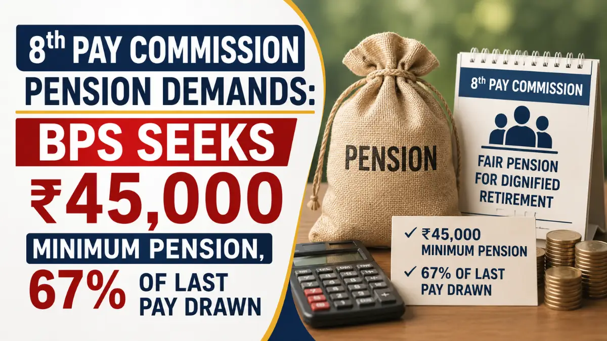 8th Pay Commission pension demands for ₹45,000 minimum pension and 67% of last pay drawn