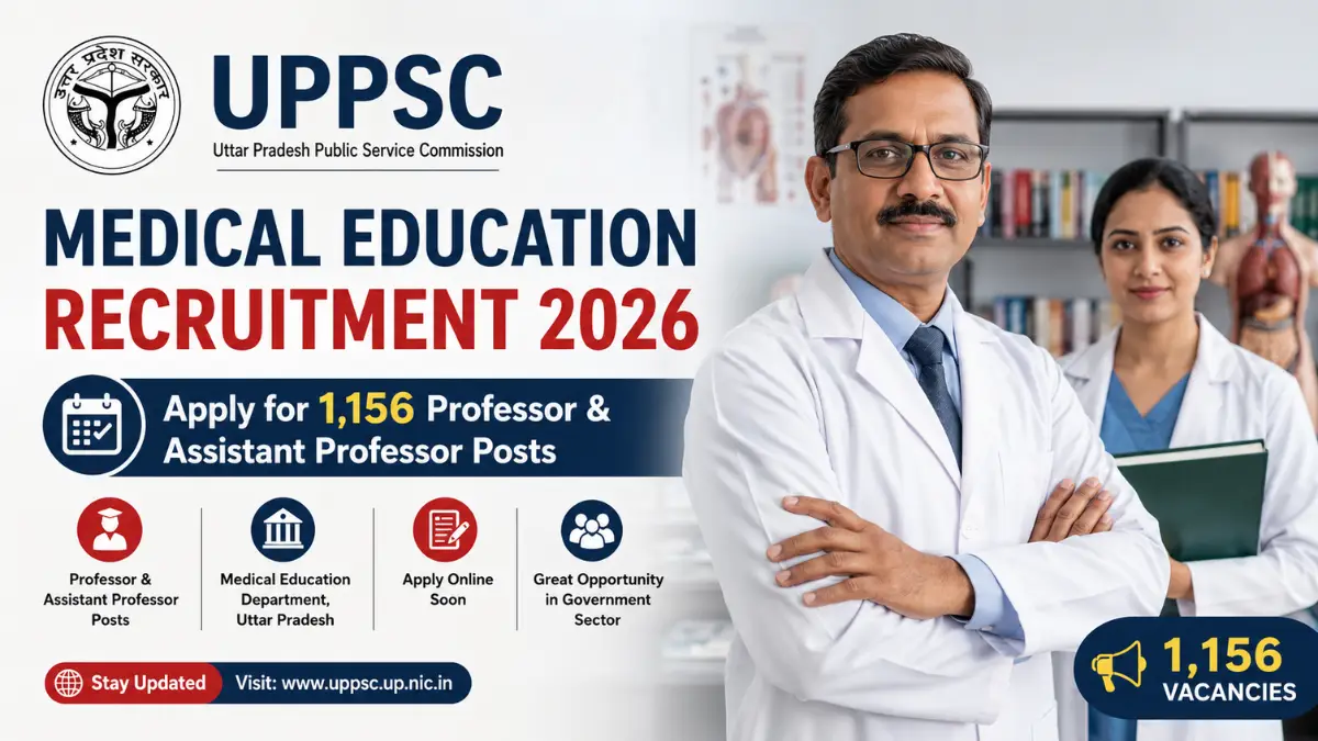 UPPSC Medical Education Recruitment 2026 for 1,156 Professor and Assistant Professor posts