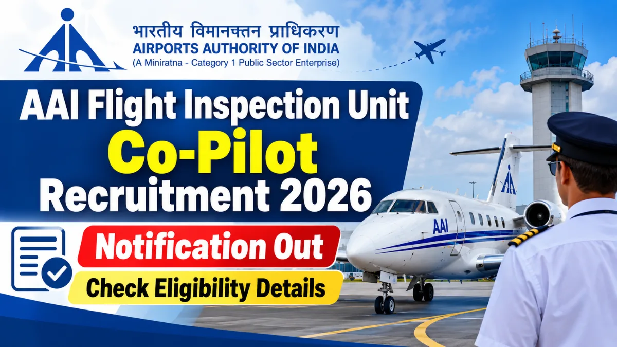 AAI Co-Pilot Recruitment 2026 banner with an AAI flight inspection aircraft, a pilot and an airport control tower