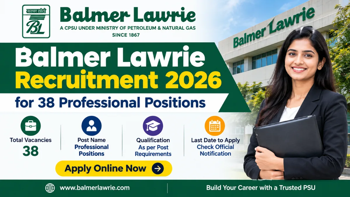 Balmer Lawrie Recruitment 2026 for 38 Professional Positions