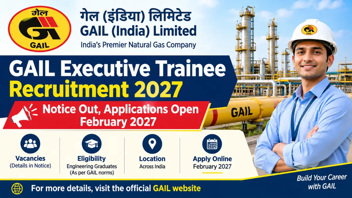 GAIL Executive Trainee Recruitment 2027 – Notice Out, Applications Open February 2027
