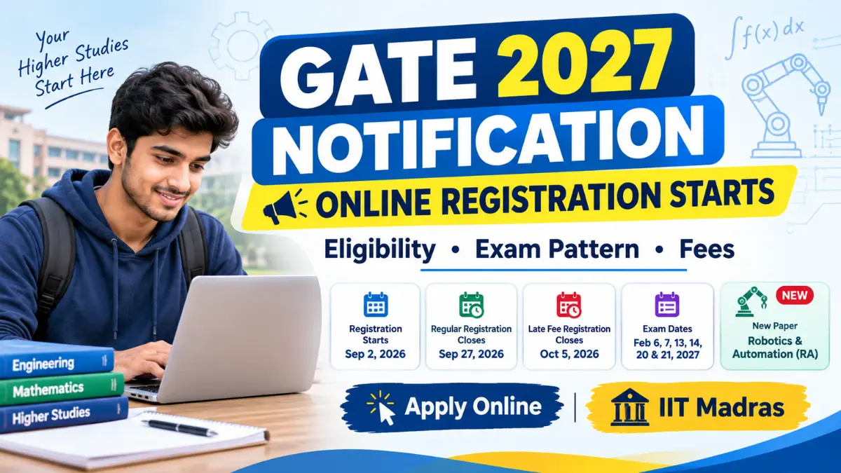 GATE 2027 Notification – Online Registration, Eligibility, Exam Pattern and Fees