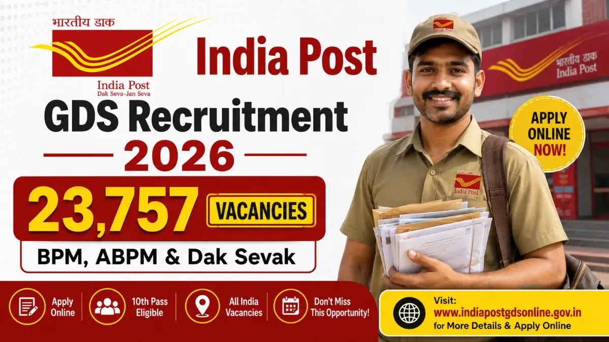 India Post GDS Recruitment 2026 for 23,757 BPM, ABPM and Dak Sevak vacancies