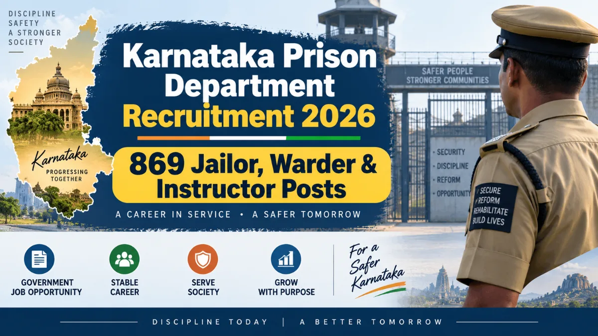 Karnataka Prison Department Recruitment 2026 for 869 Jailor Warder and Instructor Posts