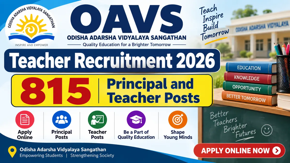 OAVS Teacher Recruitment 2026 for 815 Principal and Teacher Posts